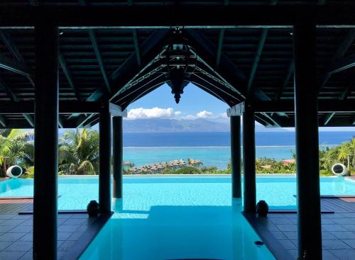 a view from the pool at the resort at Villa BellaVista in Teavaro
