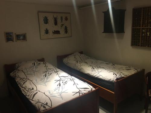 Tempat tidur dalam kamar di Æbelø-guidens B&B