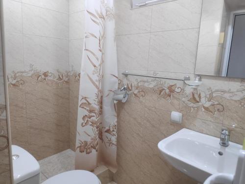 a bathroom with a sink and a toilet at Arevik BB in Chʼiva