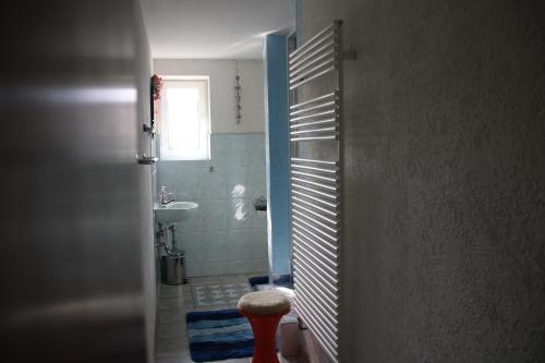 bagno con lavandino e servizi igienici in camera di Zum Alten König a Cavertitz
