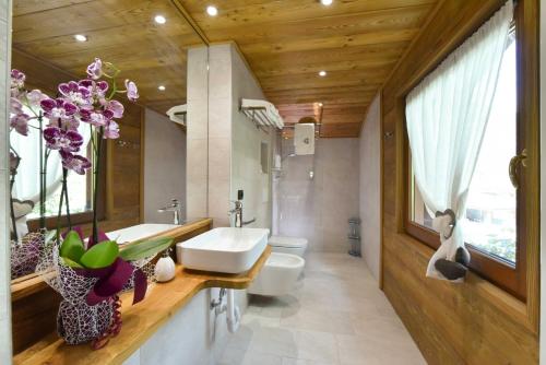 ein Bad mit einem Waschbecken und einem WC. in der Unterkunft La Casa Della Guida in Pontey