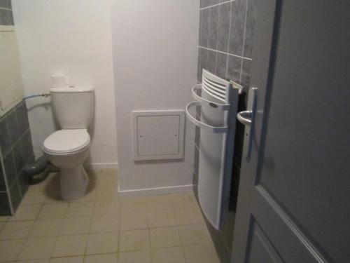 ein kleines Bad mit WC und Tür in der Unterkunft 206 aix les bains in Aix-les-Bains