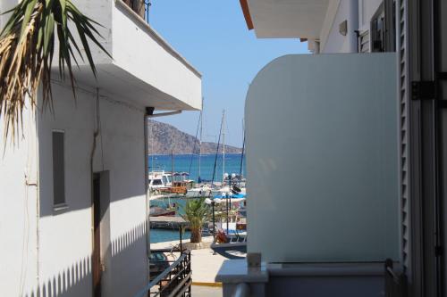 a view of a marina from a building at Angels in Ermioni