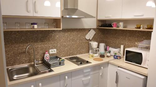 Kuchyň nebo kuchyňský kout v ubytování Enjoy Apartment