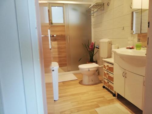 Koupelna v ubytování Apartmani Paula