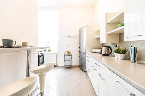 Kuchyňa alebo kuchynka v ubytovaní Apartament Żółty Narutowicza 11