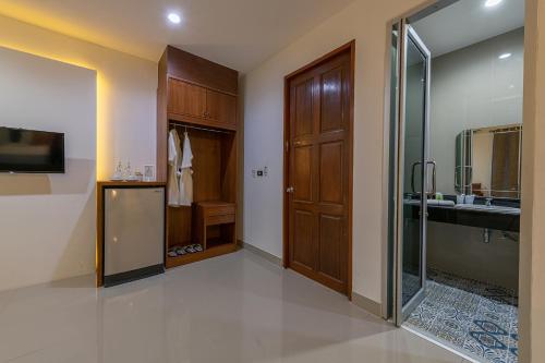 Dapur atau dapur kecil di Blue Beach Apartment