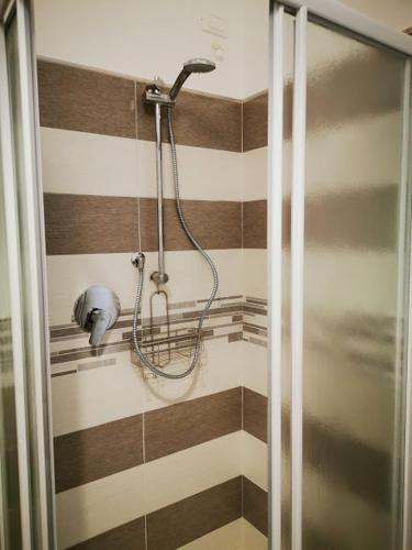 a shower in a bathroom with a shower head at Il Cortile in Clusane sul Lago