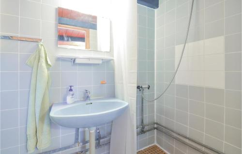 a bathroom with a sink and a shower at Stunning Home In Hurup Thy With House A Panoramic View in Doverodde