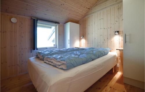エーベルトフトにあるBeautiful Home In Ebeltoft With Wifiの窓付きの客室の大型ベッド1台分です。