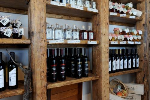 
a shelf filled with bottles and bottles of wine at Marica in Šmartno
