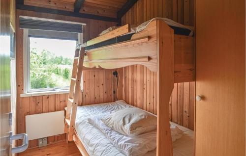 HvalpsundにあるGorgeous Home In Fars With Wifiの窓付きのキャビンの二段ベッド1台分です。