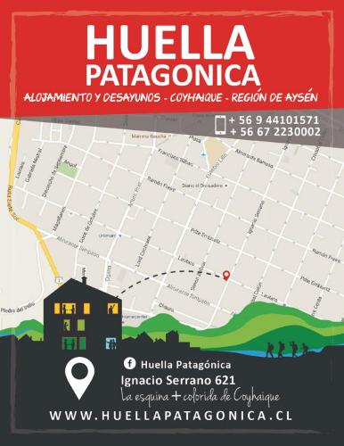 a map of huiliapa patagonia with a house at Hostal Esquina Patagónica in Coihaique