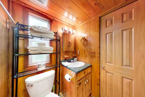 Lake Murray Shores的住宿－Rocky Creek Cabin B，一间带卫生间和水槽的浴室
