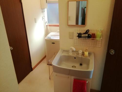 a bathroom with a sink and a mirror at Hakodate station 5minutes walk vacation stay in Hakodate