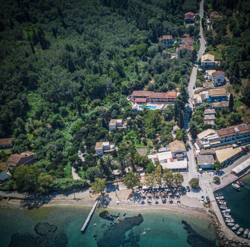 an aerial view of a resort near the water at Hotel Penelope in Boukari