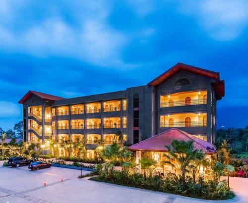 a rendering of a hotel with a parking lot at The Springs Resort & Spa at Arenal in Fortuna