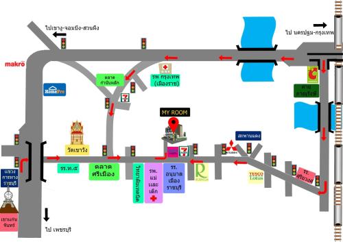 a map of the city of jaipur at My Room in Ratchaburi