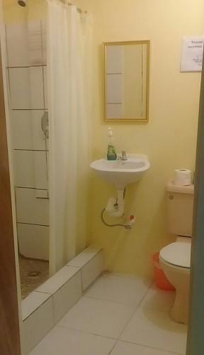 a bathroom with a sink and a toilet at SLEEP-Inn in Scarborough