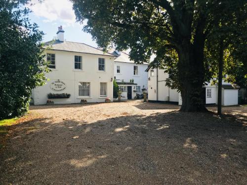 une grande maison blanche avec un arbre en face dans l'établissement Norfolk House, à Maidenhead