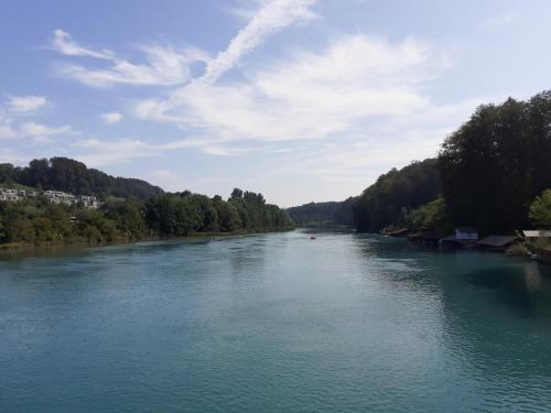 a view of a river from a bridge at Wohnung Wohlensee in Hinterkappelen
