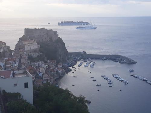 an aerial view of a harbor with boats in the water at Antico Vicolo in Scilla