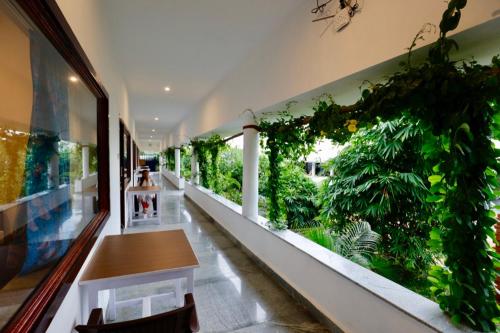 a hallway with an indoor plant wall in a building at Alice Paradise by Moonrakers in Mahabalipuram