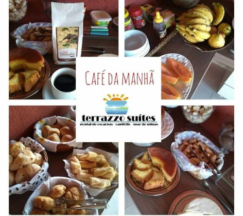 a collage of pictures of food and desserts at Terrazzo Suites in Capitólio