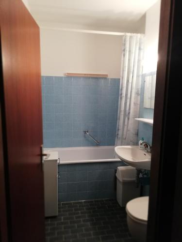 a bathroom with a tub and a toilet and a sink at Wohlfühl - Appartement Fewo Pichlarn Irdning Ferienwohnung in Aigen im Ennstal