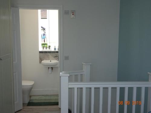 a bathroom with a sink and a toilet at The Whiteways in Bristol