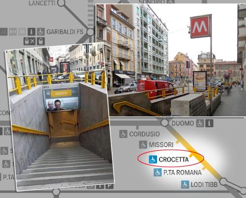 a collage of three pictures of a city with a staircase at SAHI - Residenza Bianca di Savoia in Milan