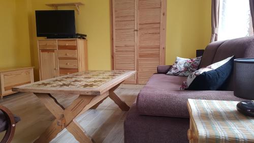 Televízia a/alebo spoločenská miestnosť v ubytovaní Apartament Grota