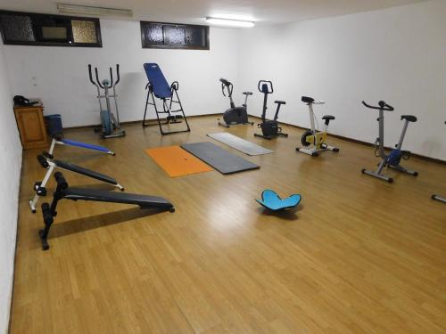a gym with several exercise bikes and exercise equipment at El pequeño capricho in Arenas de San Pedro