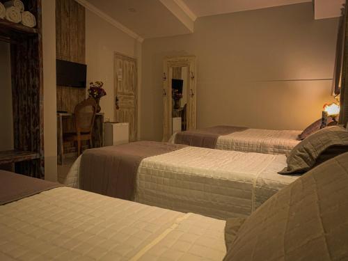 a hotel room with two beds in a room at Pousada Villa Real in Areia