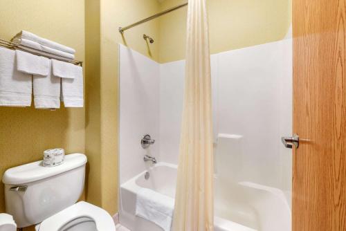 e bagno con servizi igienici bianchi e doccia. di Econo Lodge Airport/Colorado Springs a Colorado Springs