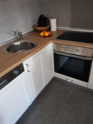 a kitchen with a sink and a counter top at Apartman DIJANA in Banja Luka