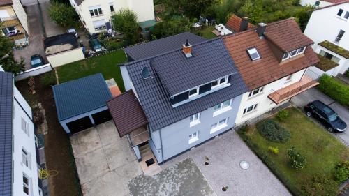 an overhead view of a house with a roof at Apartment Claudia in Sinsheim