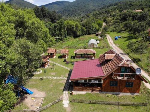 an aerial view of a house in a field at Seoski turizam Ziličina Rogatica in Rogatica