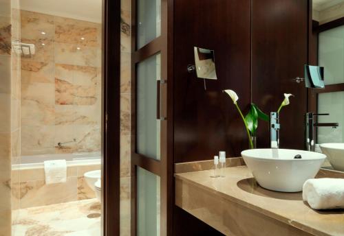 a bathroom with a sink and a tub and a shower at Exe Auriense in Ourense