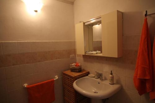 a bathroom with a sink and a mirror at Il sogno di maggy in Asti