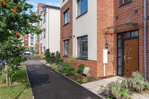 a walkway in front of a brick building at Ashland House in Milton Keynes