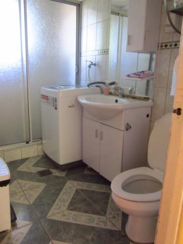 a bathroom with a toilet and a sink at La Casa del Viento in Talcahuano