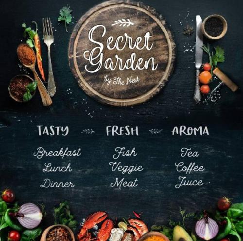 a chalk board with a menu of food on it at Secret Garden Galle Fort in Galle