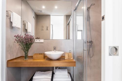 a bathroom with a sink and a shower at GoToSeville GERONA SUITES in Seville