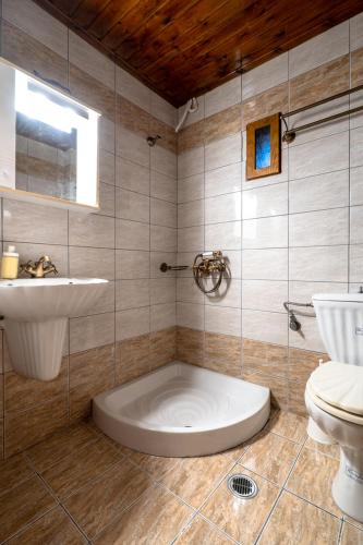 a bathroom with a sink and a toilet at Villa Tzaniana in Apomarmá