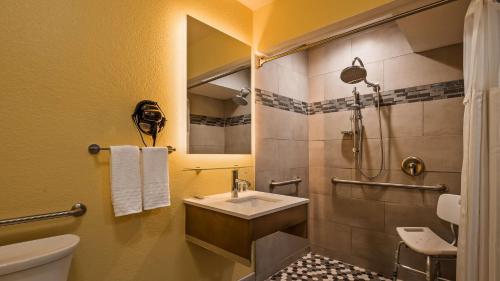 a bathroom with a sink and a shower at Best Western DeWitt in DeWitt