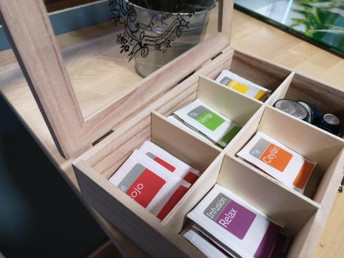 a drawer filled with boxes filled with medicines at Apartamento Turístico Snow Boutique in Camarena de la Sierra