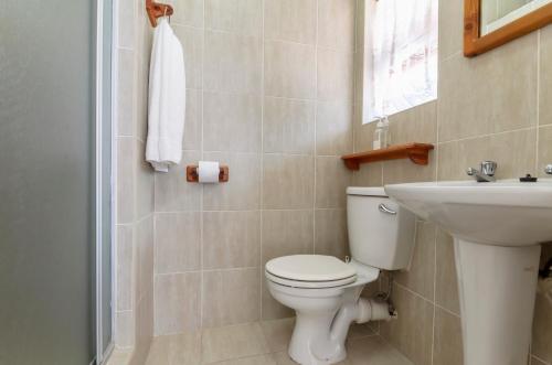 a bathroom with a toilet and a sink at Admirals Lodge Guest House and Brightways self catering apartments in Port Elizabeth