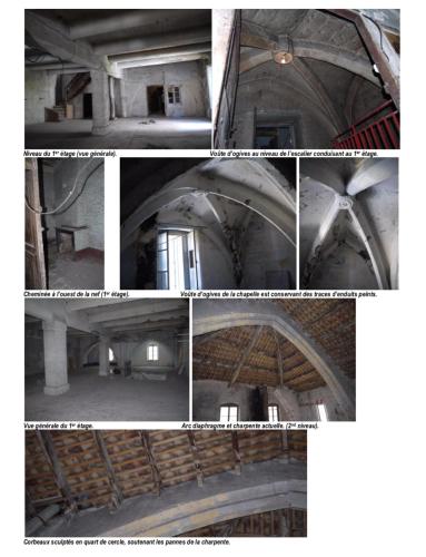 a collage of photos of an old building at Couvent des Carmes in Narbonne