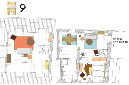 a floor plan of a building at Burggarten Appartements Neuleiningen in Neuleiningen